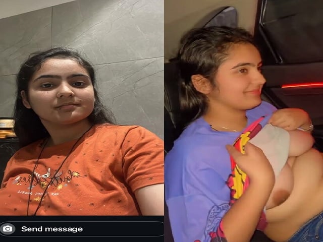 Boobs show in car by a cute viral girlfriend