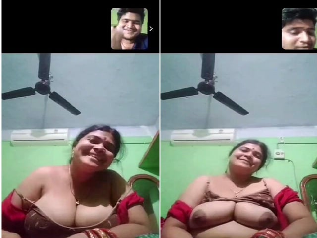 Mature MILF milky boobs show on viral video call