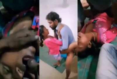 A 19-year-old village girl enjoys a desi threesome