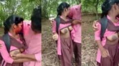 Indian Girlfriend’s Boobs Pressed in the Jungle