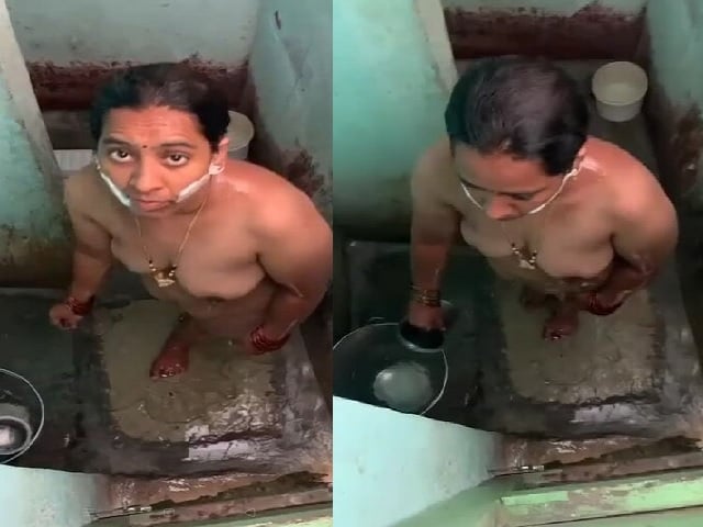 Telugu mom naked in bathroom caught by son viral MMS