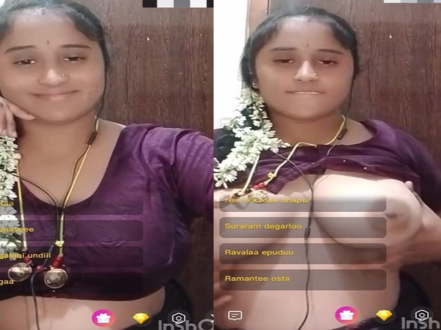 Telugu Chamet girl shows big laddoos on live chat